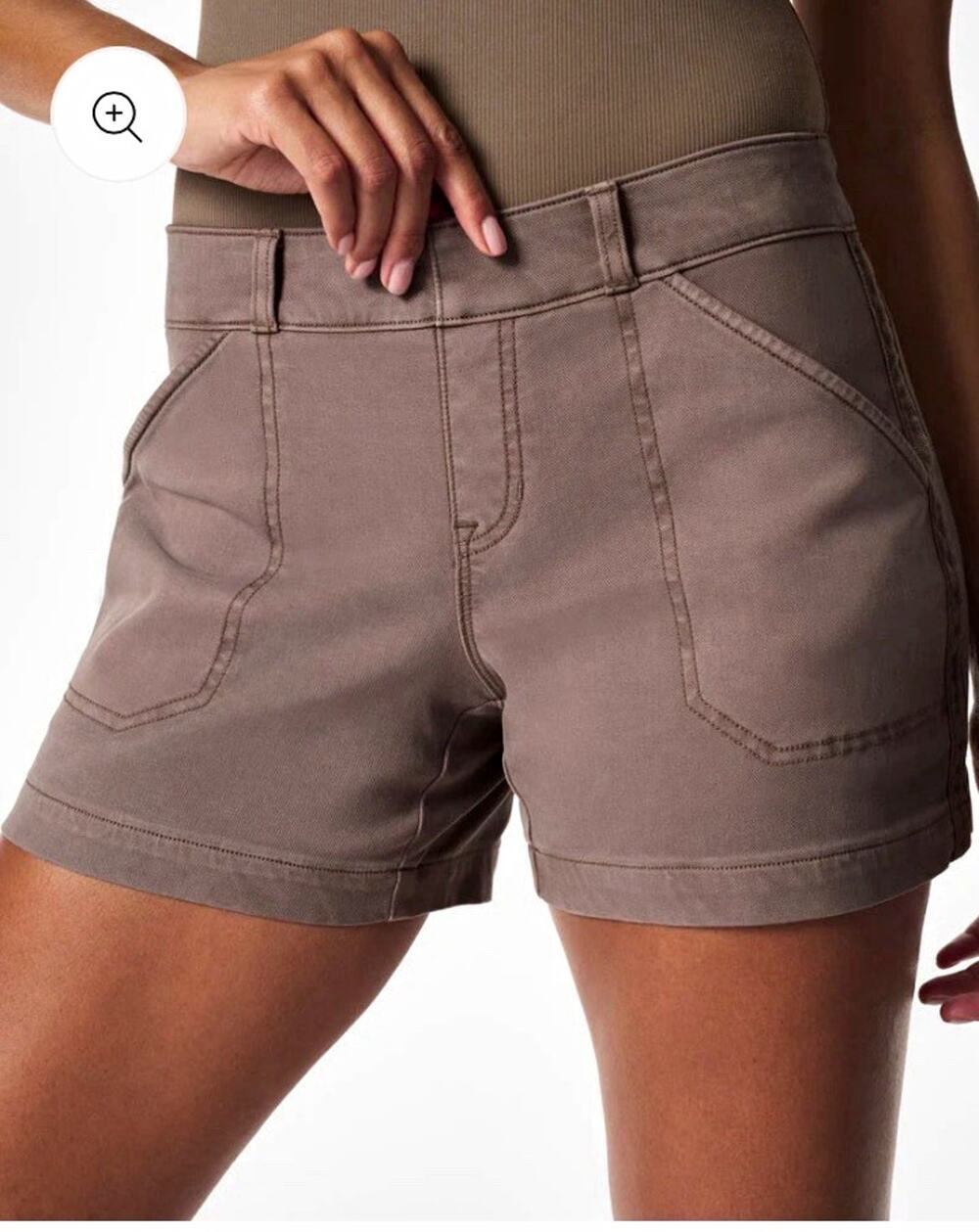 Spanx Stretch Twill Shorts, 4" in Smoke size M 0227